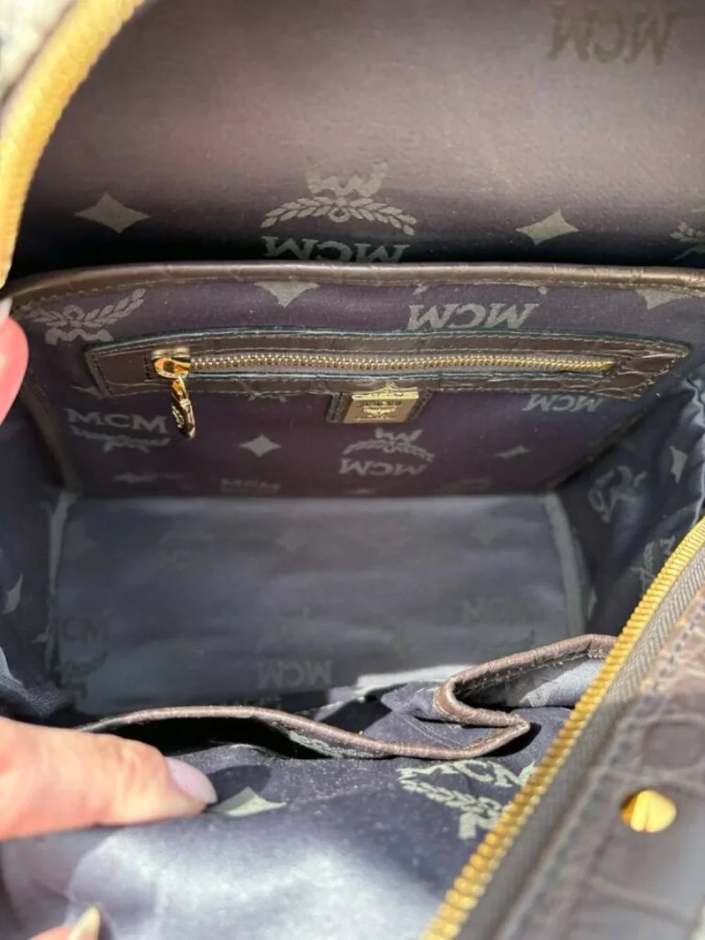 MCM Visetos Snakeskin Studded Leather Backpack - Picture 6 of 16